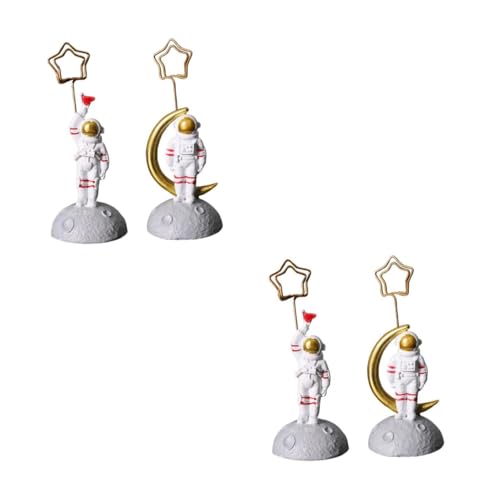 Angoily 2 Sätze Astronauten Form Tischdeko Resin Ornament Für Schreibtisch Kreative Raumdekoration Mit Zufälliger Clipfarbe Für Notizen Und Fotos Skurrile Gestaltung Für 2 Stücke * 2 von Angoily