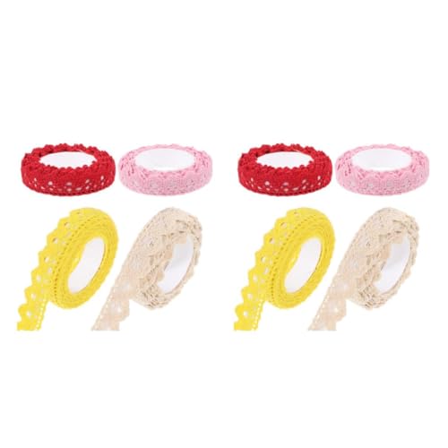 Angoily 2 Sätze Baumwoll Spitzenband Dekoratives Klebeband Für Diy Projekte Scrapbooking Und Festtagsdekorationen Handgefertigt Und Geruchsneutral 4 Stücke * 2 von Angoily