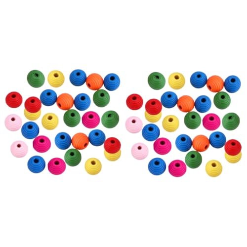 Angoily 2 Sätze Bunte Holzperlen Für Diy Runde Holzperlen Zum Auffädeln Für Armbänder Und Schmuck Für Kreative Bastelideen Und Schmuckherstellung 100 Stücke * 2 von Angoily