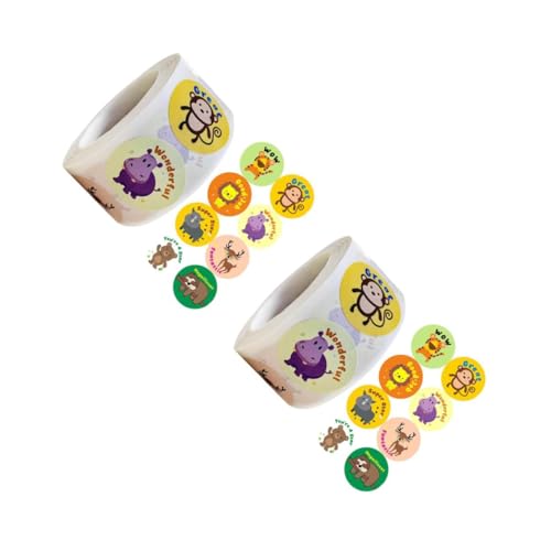 Angoily 2 Sätze Bunte Tierdesign Aufkleber Selbstklebende Etiketten Für Geschenkverpackungen Boxen Und Für Dankesbotschaften Und Diy Dekorationen 500 Stück * 2 von Angoily