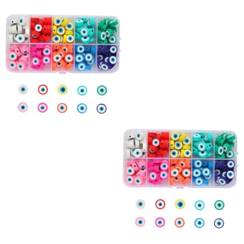 Angoily 2 Sätze Evil Eye Perlen Polymer Clay Charms Für Diy Schmuckherstellung Lose Beads Für Armbänder Und Bastelprojekte 150 Stück * 2 von Angoily
