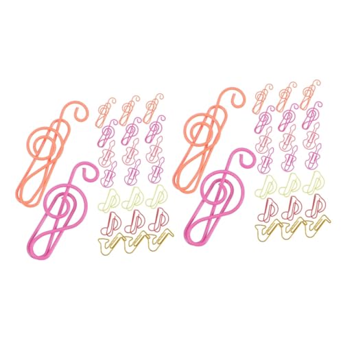 Angoily 2 Sätze Farbige Büroklammern Büroklammer Beachten Musiknoten-büroklammer Formen Von Büroklammern Musiknoten-clips Einzigartige Papierklammern Metall Zufällige Farbe 60 Stück * 2 von Angoily