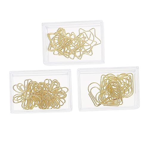 Angoily 2 Sätze Goldene Büroklammern Kreative Metallklammern Herz Blumen Und Sternform Dekorative Paperclips Für Rechnungen Und Bürobedarf Stabil Und Langlebig 30 Stück * 2 von Angoily