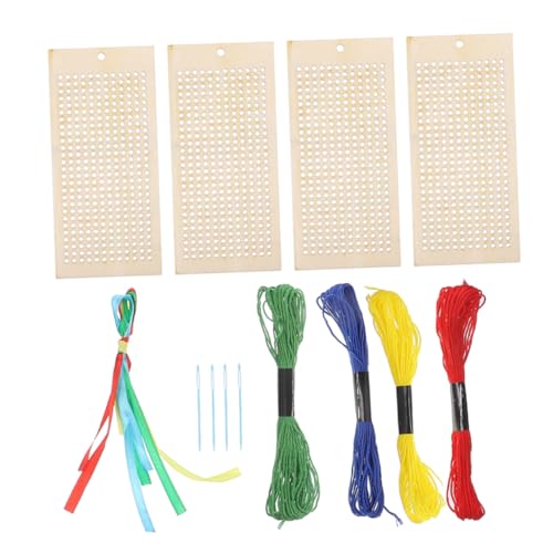 Angoily 2 Sätze Holz DIY Lesezeichen Holzplatten Fäden Nadel für Erwachsene zum Sticken Basteln und Dekorieren von Büchern Geschenken oder Souvenirs von Angoily