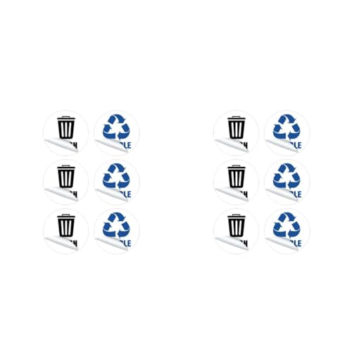 Angoily 2 Sätze Klassifizierungsaufkleber Im Freien Etikettenaufkleber Für Die Müllsortierung Etiketten Für Speicherbehälter Abfallkorbetikett Mülleimer-etikett Pvc Weiß 6 Stücke * 2 von Angoily