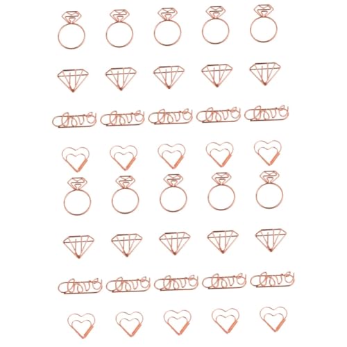 Angoily 2 Sätze Kreative Büroklammern Cartoon Form Ring Diamant Herz Und Love Lustige Lesezeichen Für Büro Und Schule Für Notizen Und Dokumente 20 Stück * 2 von Angoily