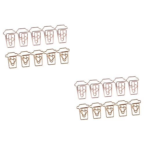 Angoily 2 Sätze Kreative Kaffeetassen Büroklammern Boxen Roségold Und Gold Clips Für Notizen Und Fotos Für Büro Und Zuhause 24 Stück * 2 von Angoily