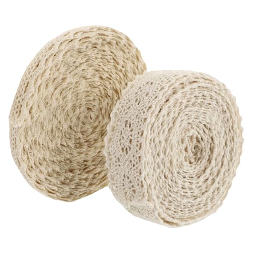Angoily 2 Sätze Lace Ribbon Spitzenband Beige Hochwertiges Baumwollmaterial Für Diy Handwerksprojekte Bastel Und Dekorationsideen Vielseitig Einsetzbar 2 Rollen * 2 von Angoily