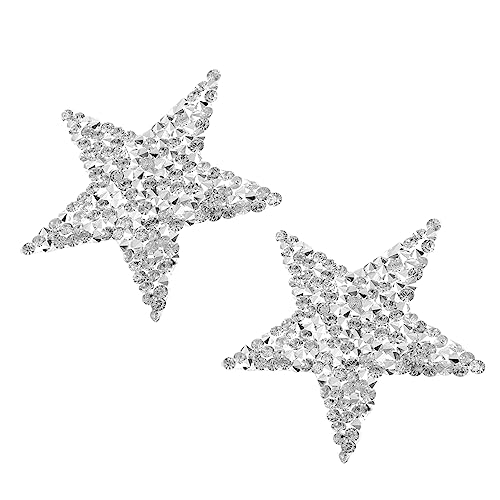 Angoily 2 Sätze Silberne Stern Patches Mit Kleber Strass Aufnäher Für Kleidung Jeans Hüte Und Diy Bastelprojekte Dekorative Applikationen Zur Reparatur Und Gestaltung Von 4 Stücke * 2 von Angoily