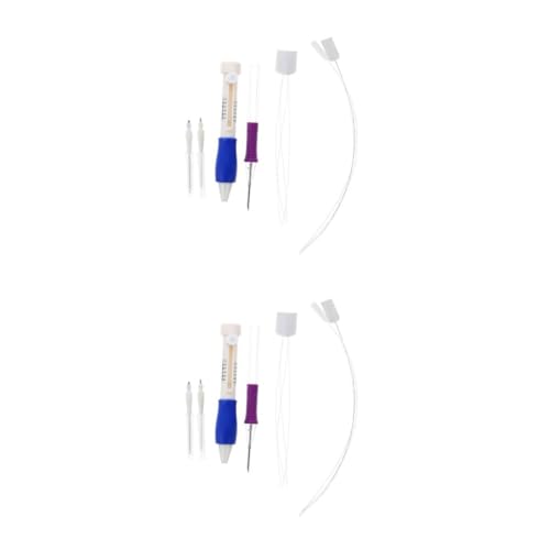 Angoily 2 Sätze Stickwerkzeug Set Teiliges Embroidery Kit mit Verstellbarer Punch Nadel für Anfänger und Fortgeschrittene Ergonomischer Griff für Handarbeiten und Diy Projekte von Angoily