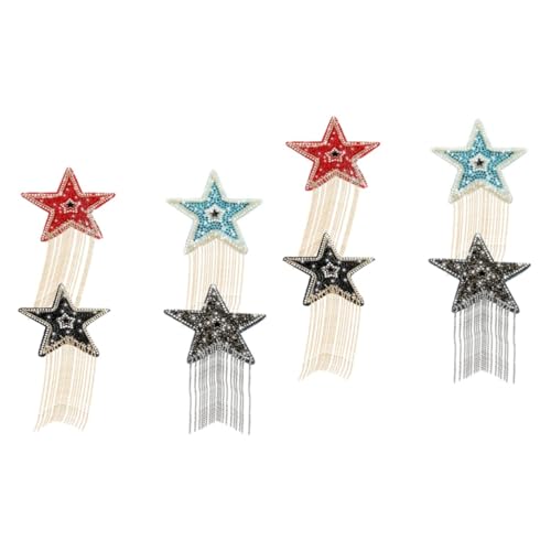 Angoily 2 Sätze Strass Sternen Aufnäher Mit Quaste Für Diy Bastelprojekte Und Hitzebeständig Patches Für Kleidung Taschen Und Mehr 4 Stücke * 2 von Angoily