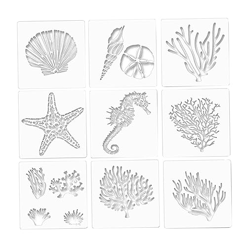 Angoily 2 Sätze Teiliges Set Hawaiian Ocean Series Schablonen Transparente Wiederverwendbare Malschablonen für Diy Projekte und Wohnraumdekoration Flexiblem Pet Gefertigt von Angoily