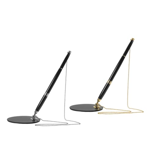 Angoily 2 Sätze Unterschriftenstift Gelstift Stift mit Kette gefälschter Stift sicheren Stift Stiftkette für Klemmbrett Stift an Kette Signaturstift Rostfreier Stahl von Angoily