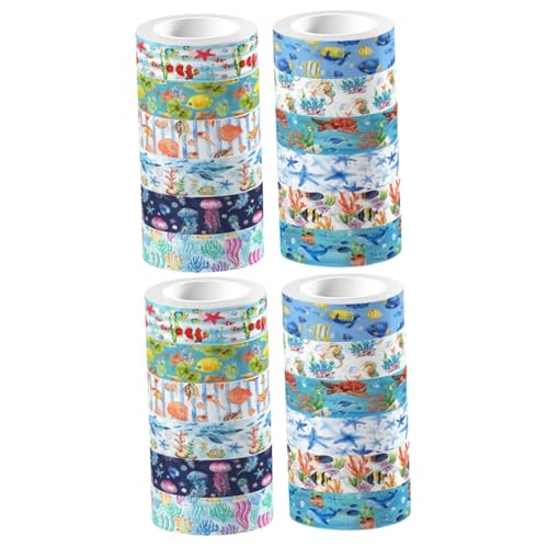 Angoily 2 Sätze Unterwasserbiotape Journal -aufkleber Sammelalbum Tagebuch Szene Thematisiert Für Ästhetische Aufkleber Kinderband Washi Tape Zum Aufzeichnen -washi-tape 12 Rollen * 2 von Angoily