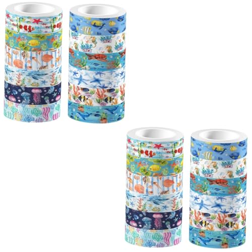 Angoily 2 Sätze Unterwasserbiotape Papierhandwerk Für Pastell Blau Sammelalbum Tagebuch Schrott Thematisiert Band Scrapbooking Zeitschrift Journaling Bausätze Aufkleber 12 Rollen * 2 von Angoily