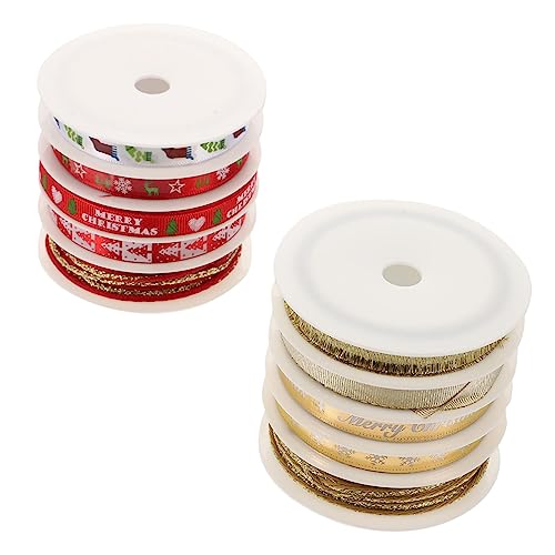 Angoily 2 Sätze Weihnachtsschleifen Set Teiliges Polyester Geschenkband für Kreative Bastelprojekte Dekorative Ribbons für Festliche Verpackungen und DIY Dekorationen Rot und Gold von Angoily