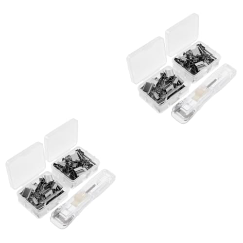 Angoily 2 Sätze Wiederverwendbarer Heftgerät Clip Transparenter Bürobedarf Transparent Nachfüll Clip Kunststoffbox für Schule Büro von Angoily