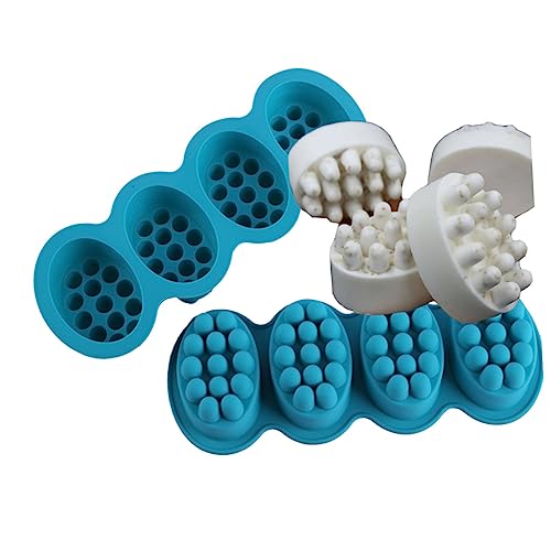 Angoily 2 Stück 4-fach Werkzeug Seife Bad hausgemacht wiederverwendbar Hersteller kühlschrankdeo kühlschranklampe mikrowele form silikon fudge kuchenform Massagebürstenform kuchen backform von Angoily