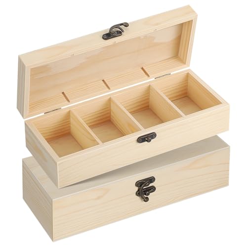 Angoily 2 Stück Aufbewahrungs Organizer Aus Holz – Halteretui Aus Holz Für Kleiner Päckchen – Sammelbehälter Mit 4 Fächern Für Andenken Angoily 2 Stück Aufbewahrungs Organizer Aus Holz – Halteretui Aus Holz Für Kleiner Päckchen – Sammelbehälter Mit 4 Fächern Für Andenken von Angoily