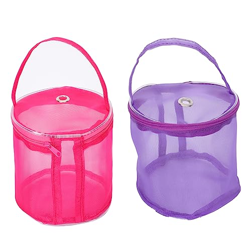 Angoily 2 Stück Aufbewahrungstasche Aus Wolle Strickgarn Tasche Klein Lagerung Garnhalter Zum Häkeln Garn Taschen Ball Organisatoren Mesh-garnbeutel Tragbar Stricken Netz Violett von Angoily