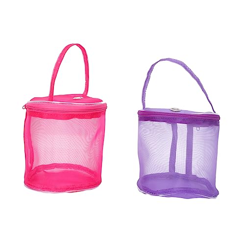 Angoily 2 Stück Aufbewahrungstasche aus Wolle Strickgarn Tasche häkeln Lagerung Mesh-Garnbeutel gewebesäcke verbandstasche Einkaufstasche aus Häkelgarn Tasche für Garnknäuel Nylon Violett von Angoily