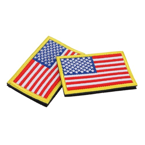 Angoily 2 Stück Aufnäher mit amerikanischer Flagge Patch bestickt retro schmücken Aufnäher DIY Dekorationsaufnäher aufkleber dekorativer Flaggenaufnäher Kleidungsdekor Stoff Yellow von Angoily