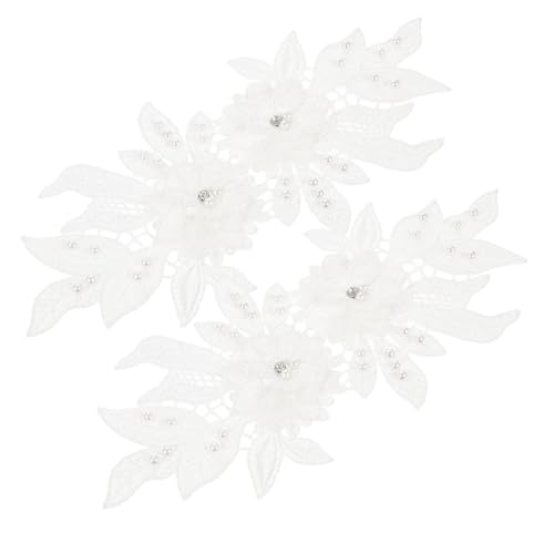 Angoily 2 Stück Bestickte Blumenapplikationen Strapazierfähige Spitzen Patches mit Blumenmuster und Perlenbesatz Kleine Dekorative DIY Kleidungspatches für Jacken Mäntel Taschen und Hüte von Angoily