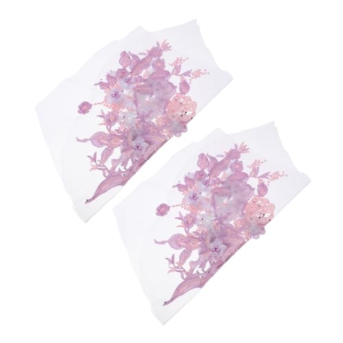 Angoily 2 Stück Bestickte Spitzenapplikationen mit Perlen Elegante Spitzenstickerei Patches für Kleidung Elegante Blumenmotive zum Aufbügeln für Brautkleider DIY Hochzeits Partykleidung von Angoily