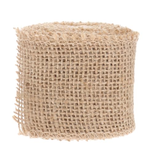 Angoily 2 Stück Breites Jute Sackleinen Band Naturfarbe Umweltfreundliches Geschenkband für Weihnachtsdeko Kränze Basteln und Hochzeitsdekoration Natürliche Textur Leicht zu Verarbeiten von Angoily