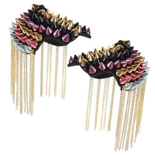 Angoily 2 Stück Bunte DIY Schulterklappen mit Nieten Quasten Kette Teiliges Vintage Epauletten für Kostüme Uniformen Bühnenauftritte und Partydekoration Modisches Accessoire für Frauen von Angoily