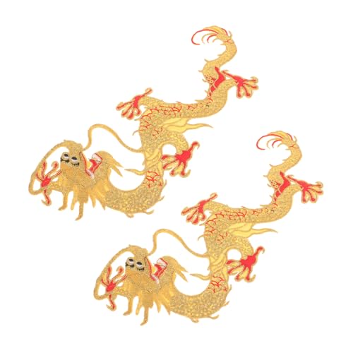 Angoily 2 Stück Chinesische Dragon Stickapplikationen zum Aufbügeln und Aufnähen Große Dekorative Flicken für Jacken Taschen Hüte DIY Kleidung Reparieren und Verzieren von Angoily
