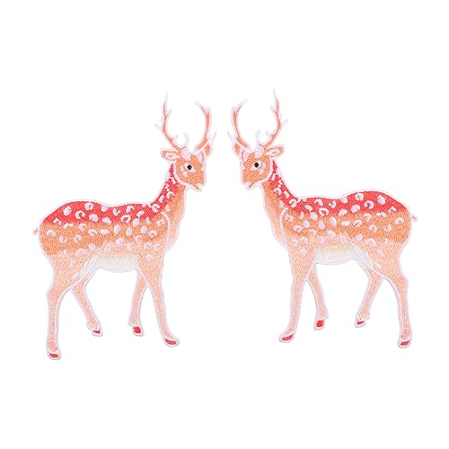Angoily 2 Stück Diy Deer Stickerei Patches Kreative Applikationen für Kleidung Taschen Hüte und Schuhe Langlebig und Einfach zu Verwenden für Reparaturen und Dekoration von Angoily