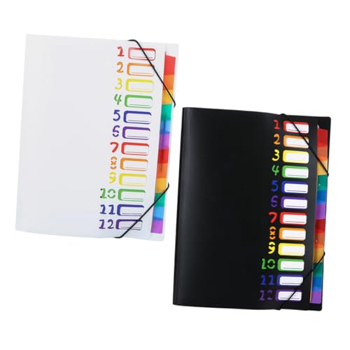 Angoily 2 Stück Dokumentenordner Teilig Fächer Fächerordner Regenbogenfarben Erweiterbare Aktenmappe für Büro und Schule aus Platzsparend Professionell von Angoily