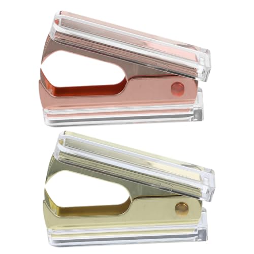Angoily 2 Stück Ergonomischer Büro heftklammerentferner aus Transparentem Acryl Praktisches Mini tool zum Mühelosen Entfernen von Heftklammern in Hellgold und Roségold Langlebig und von Angoily