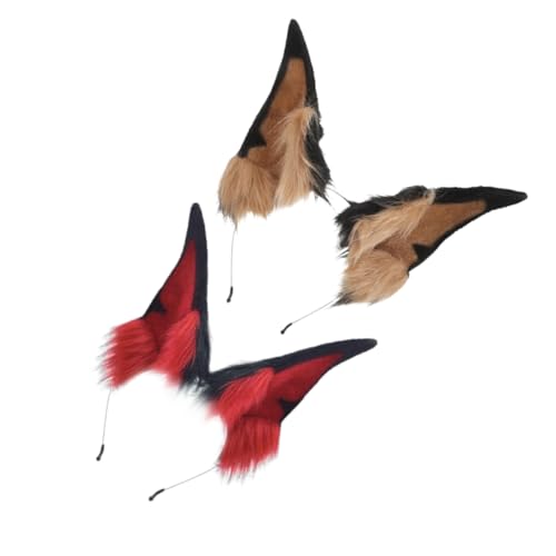 Angoily 2 Stück Furry Animal Ears für Cosplay und Fotografie Realistisches Haarband für Erwachsene für Halloween und Maskeraden von Angoily