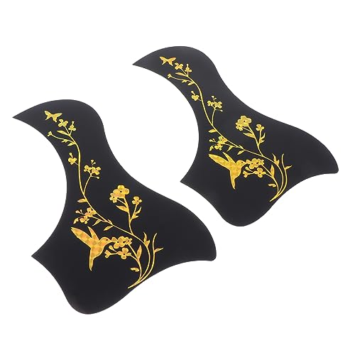 Angoily 2 Stück Gitarren Pickguard Aufkleber Holzgitarren Schutzfolie für Gitarre Vögel Schmetterlinge Gold Einfach Anzubringen Schützt vor Kratzern und Beschädigungen von Angoily