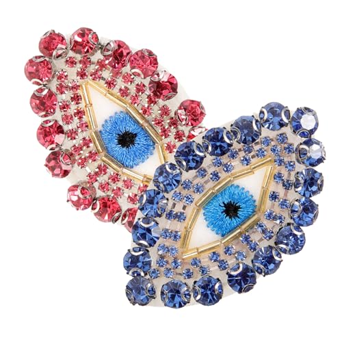 Angoily 2 Stück Glitzernde Augenform Applikationen zum Aufbügeln Strass Patches für DIY Kleidung Jeansreparatur und Dekoration von Jacken und Taschen für Kreative Projekte und Reparaturen von Angoily