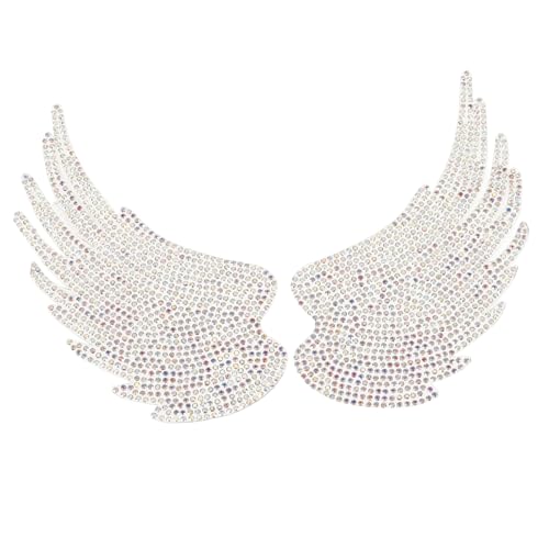 Angoily 2 Stück Glitzernde Engelsflügel Patches Aufbügelbar Strass Applikationen für Kleidung DIY Dekorative Stoffaufnäher für Jacken Rucksäcke Jeans und Hüte von Angoily