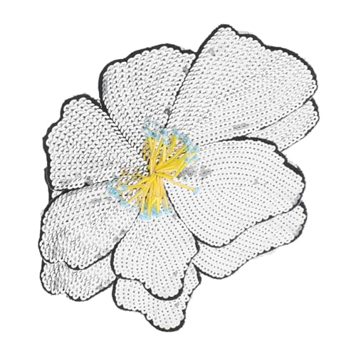 Angoily 2 Stück Große Bunte Patches mit Perlen und Glitzer Funkelnde Handgenähte Blumenapplikationen zum Aufnähen für Bühnenkostüme Jacken Kleider DIY verzierung von Angoily