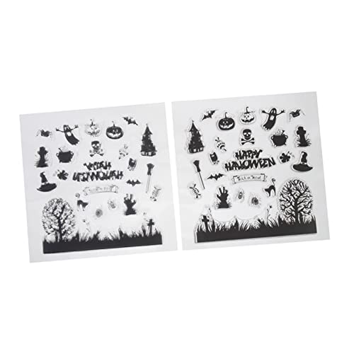 Angoily 2 Stück Halloween Silikon Stempel Teilig Transparente Diy Stamps mit Halloween Motiven für Scrapbooking Handwerk und Kartengestaltung Wiederverwendbar Langlebig und Vielseitig von Angoily