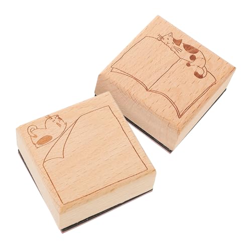 Angoily 2 Stück Holzstempel Teilig mit Einzigartigen Cartoon Rahmen für DIY Journals und Planer Wiederverwendbare Dekorative Stempel für Notizbücher und Scrapbooking Handgefertigt für von Angoily