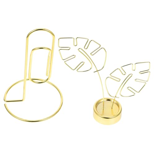 Angoily 2 Stück Inhaber der Tabellennummer Tisch Hochzeitsbedenken schlank Blumen- Memo-Notizen stehen Bildhalterständer Halter für Fotoclips Fotohalterclip Eisen Golden von Angoily