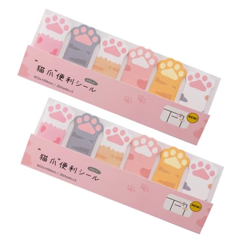 Angoily 2 Stück Kreative Katzenpfoten Haftnotizen Selbstklebende Reißbare Memo Pads mit Glatter Schreibfläche Dekorative Page Tabs für Büro Schule und Zuhause Praktische To Do Listen von Angoily