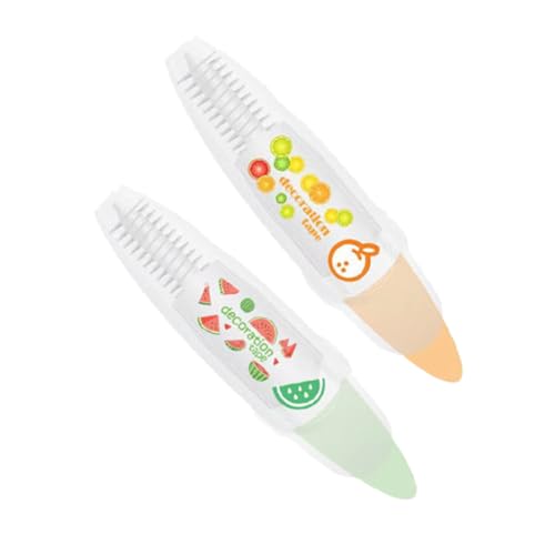 Angoily 2 Stück Kreatives Klebeband Pen mit Cartoon Muster für Scrapbooking Tagebuch Dekoration Druckmechanismus für Notizbücher und DIY Papierprojekte Zitronen Wassermelonen von Angoily