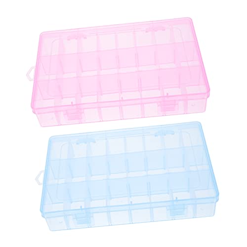 Angoily 2 Stück Kunststoff Organizer Box Verstellbare Fächer für Schmuck Bastelmaterialien und Kleine Zubehörteile für Reisen und Zuhause von Angoily