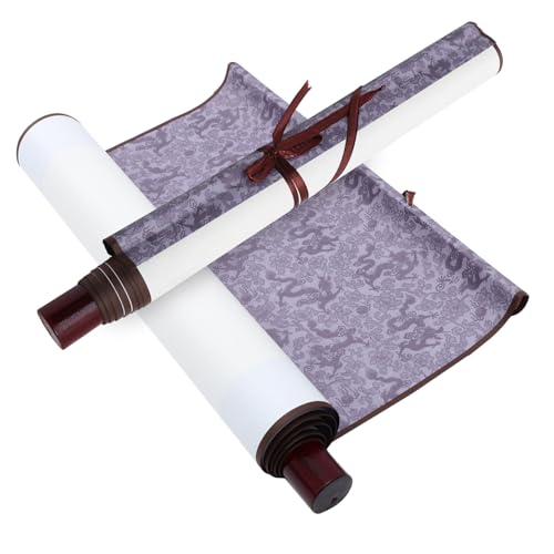 Angoily 2 Stück Leere Chinesische Malrolle Mini Kalligrafie Papier Scroll für Kunstwerke zum Malen und Schreiben Mit Holzstangen für Einfaches Aufhängen und Lagern von Angoily