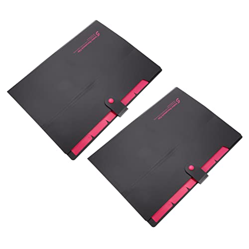 Angoily 2 Stück Mehrlagige Aufbewahrungstaschen mit Druckknopf Erweiterbare Fächermappe für Büro Schule und Zuhause Robuste Dokumenten Organizer Schwarz und Rosa von Angoily