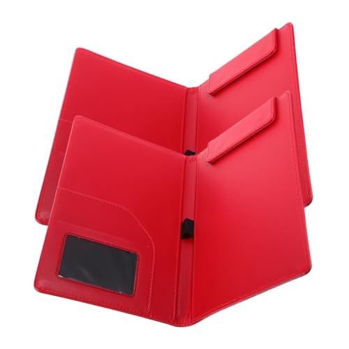 Angoily 2 Stück Menü Rechnung Zwischenablage Schreibwaren-Dokumentenhalter Menü-Klemmbrett Büro-Klemmbrett ordner Notizblock Binder Zwischenablage Menü Zwischenablage PU-Leder rot von Angoily