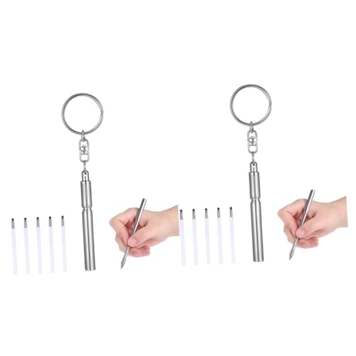 Angoily 2 Stück Mini Kugelschreiber mit Schlüsselanhänger Kompakte Ballpoint Stift mit Nachfüllungen für Täglichen Gebrauch Praktische Schlüsselbund Dekoration von Angoily