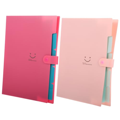 Angoily 2 Stück Multifunktionale Fächermappen in Candy Farben Rot und Mehrschichtiger Dokumentenorganizer mit Fächern Langlebige Büro und Schulbedarf Ordnungsmappe für Papierablage von Angoily